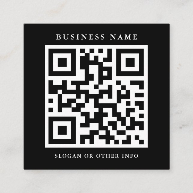 Cuadrada Código QR Tarjeta de visita simple de Black Square (Anverso)
