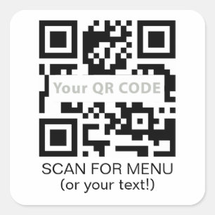 Cuadrada Código Qr y pegatina de texto personalizado