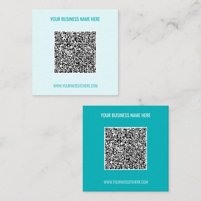 Cuadrada Código QR y Personalizado Texto tarjeta de visita  (Anverso / Reverso)