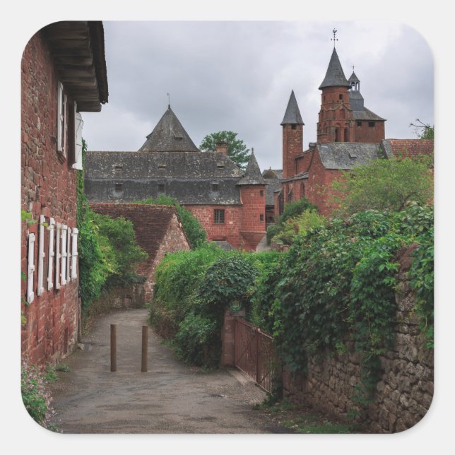 Cuadrada Collonges-la-Rouge, el pegatina cuadrado de la ald (Anverso)