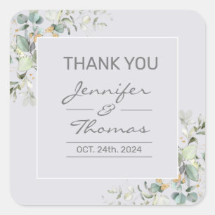 Cuadrada Color de Delfino y Pegatina cuadrado de hojas verd