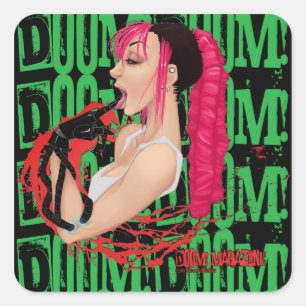 Cuadrada ¡CONDENACIÓN! Pegatina verde de la revista "Z"