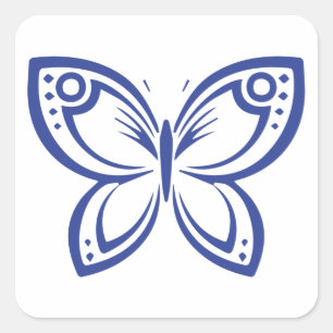 Cuadrada Contorno de mariposas Jewel - Pegatina de la plaza
