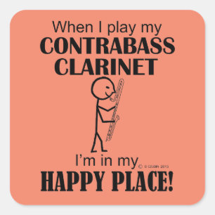 Cuadrada Contrabass Clarinet Happy Place Square Pegatina