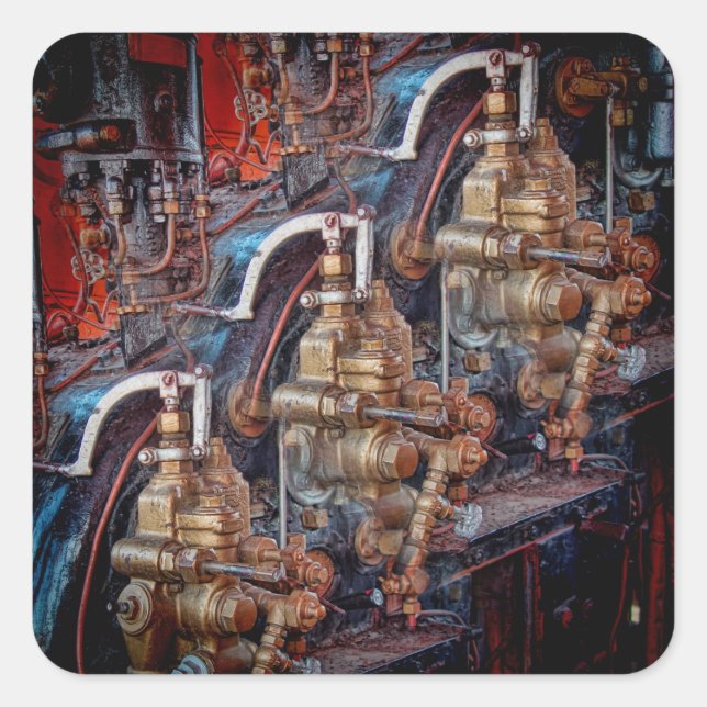 Cuadrada Controles de un pegatina de motor de locomotora de (Anverso)