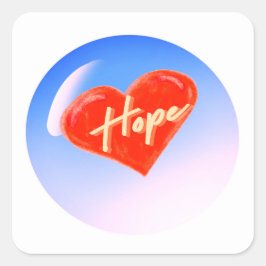 Cuadrada Corazón con la palabra Pegatina Esperanza