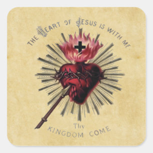 Cuadrada Corazón De Jesús Pegatina