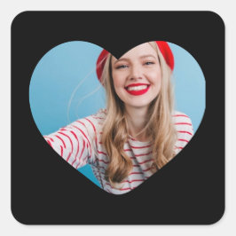 Cuadrada corazón pegatina de imágenes personalizado