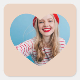 Cuadrada corazón pegatina de imágenes personalizado