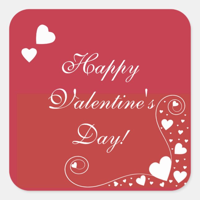 Cuadrada Corazones blancos en el Pegatina rojo (Anverso)