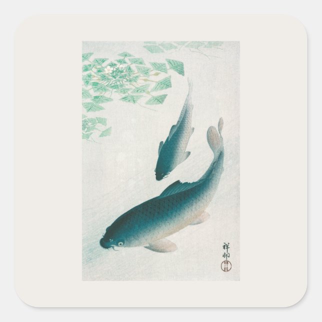 Cuadrada COSTA pegatina : OHARA KOSON : CARP/KOI 1926 (Anverso)