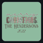Cuadrada Country Merry Christmas Square Pegatina<br><div class="desc">¡Muy de moda! Country Merry Christmas pegatinas es perfecto para todos sus paquetes</div>