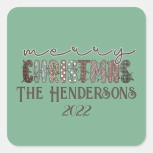 Cuadrada Country Merry Christmas Square Pegatina