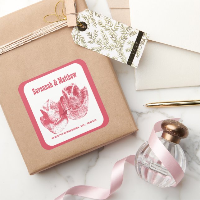 Cuadrada Cowboy Cow Girl Gorras Boda Pegatina (Regalar)