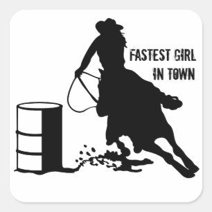 Cuadrada Cowgirl Barrel Racer Rodeo Glossy Pegatina