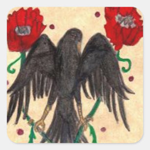 Cuadrada Crow con Pegatina de Poppies