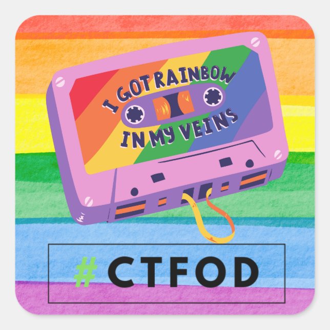 Cuadrada CTFOD- Arcoíris en mis venas- pegatina (Anverso)