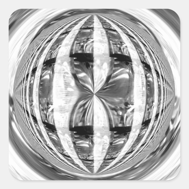 Cuadrada Cuadrado pegatina cromado Orb (Anverso)