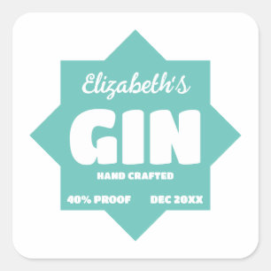 Cuadrada Cualquier Pegatina Gin personalizado de color