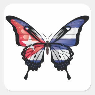 Cuadrada Cuba: Pegatina de la bandera de la mariposa