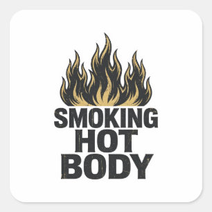 Cuadrada Cuerpo Ardiente Cremación Llama Pegatina