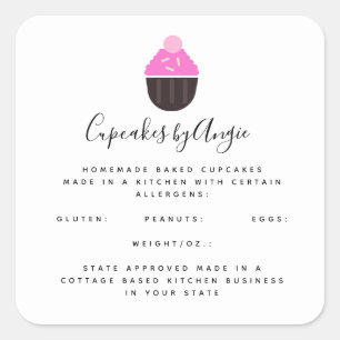 Cuadrada Cupcakes Pegatina de la plaza de negocios de comid