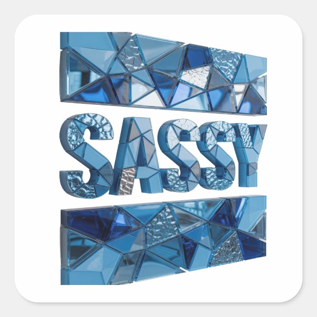 Cuadrada Cute Blue SASSY Square Pegatina (Anverso)
