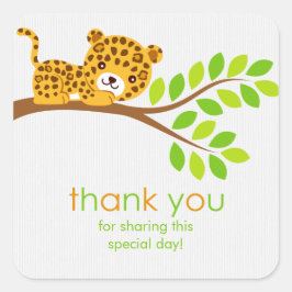 Cuadrada Cute Little Leopard Gracias Pegatina