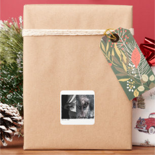 Cuadrada Cute lobo pegatina – Regalo para amantes de la nat