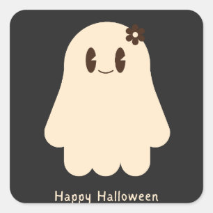 Cuadrada Cute Pastel Fantasma Feliz Halloween Pegatina Cuad