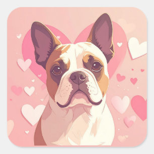 Cuadrada Cute Pegatina de Amor de Bulldog Francés