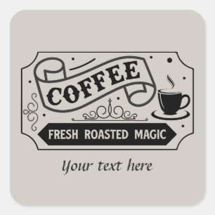 Cuadrada Cute pegatina de café personalizable