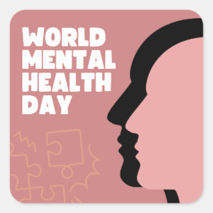 Cuadrada Cute pegatina de salud mental   un día a la vez