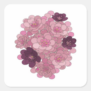 Cuadrada Cute Pink FLORES DE CEREZO Motivo de Pegatina