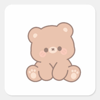 Cuadrada Cute Regalo de Oso Minimalista y Pegatina de Sobre