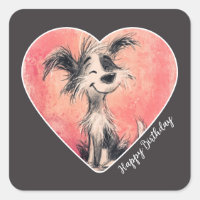 Cute Shaggy Doodle Feliz Cumpleaños Pegatina