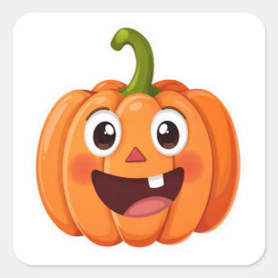Cuadrada Cute sonriente Calabaza cara Pegatina de Halloween