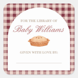 Cuadrada Cutie Pie Baby Shower Bookplate Pegatina