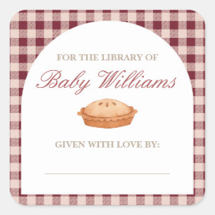 Cuadrada Cutie Pie Baby Shower Bookplate Pegatina