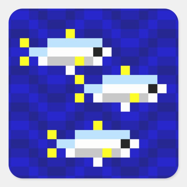 Cuadrada Cuttle Scuttle escuela de pegatina de sardinas (Anverso)