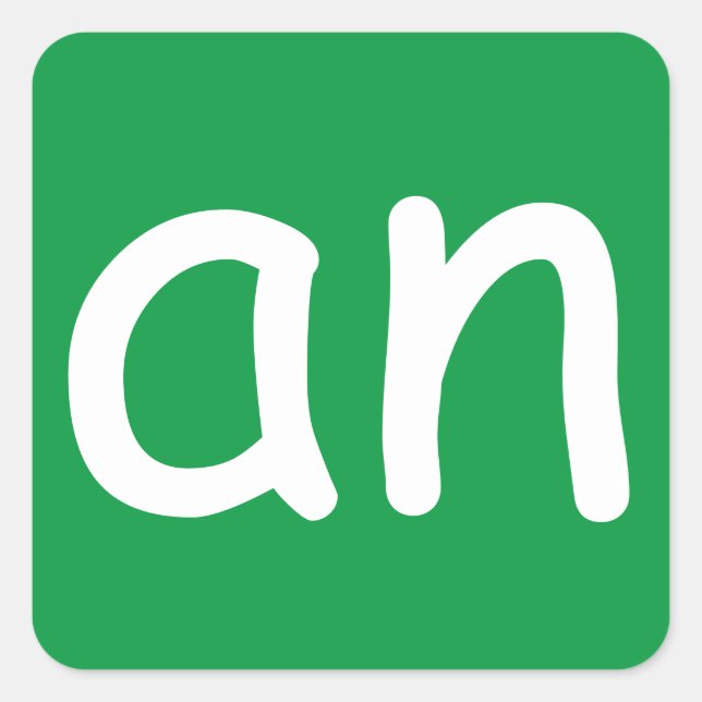 Cuadrada CVC Words ‘-an’ Pegatina (Anverso)