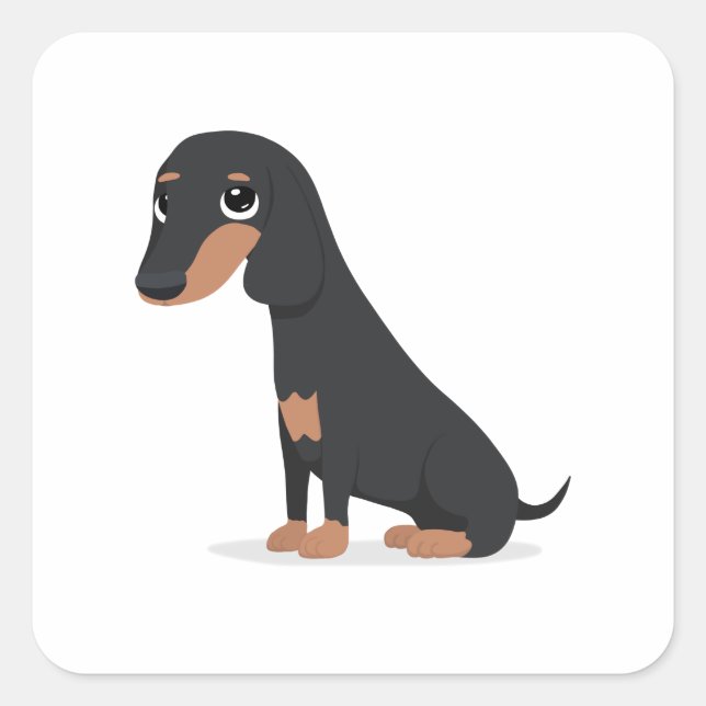 Cuadrada Dachshund Pegatina (Anverso)