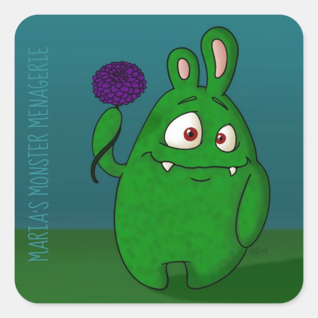 Cuadrada Dahlia, pegatina (Anverso)