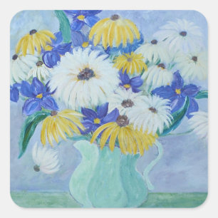 Cuadrada Daisies in a Vase Pegatina