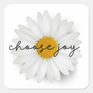 Cuadrada daisy - elegir pegatina de alegría