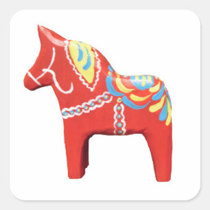 Cuadrada Dala Horse Pegatina