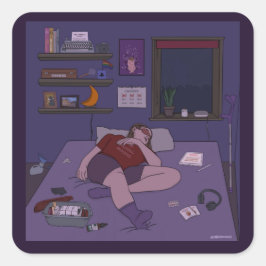 Cuadrada Dandy Doodlez "Entonces y ahora" Pegatina