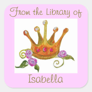 Cuadrada "De la Biblioteca de" Pegatina (personalizable)