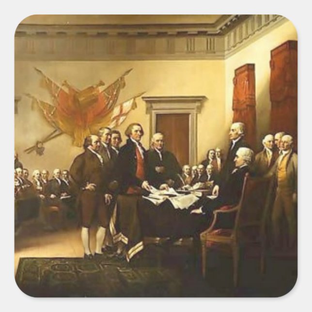 Cuadrada Declaración de Pegatina de la Independencia (Anverso)