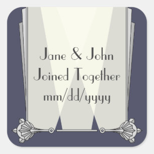 Cuadrada Deco artístico swanky en Pegatina azul